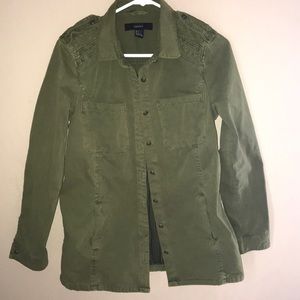 Forever 21 Olive Green Denim Shirt